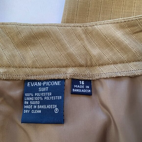 Evan Picone Beige with White Pinstripe Size 16 Suit - Picture 11 of 11